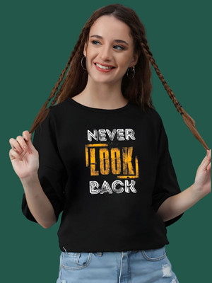 Dressberry Graphic Print Women Round Neck Black T-Shirt