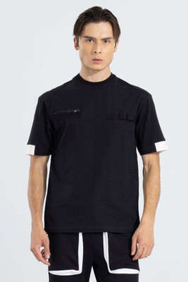 Snitch Solid Men Round Neck Black T-Shirt