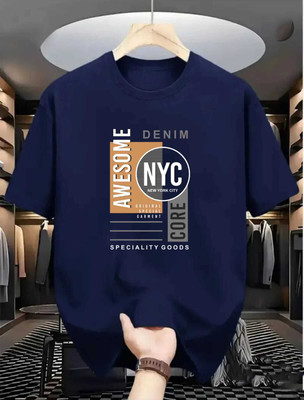 Magneto Printed Men Round Neck Dark Blue T-Shirt
