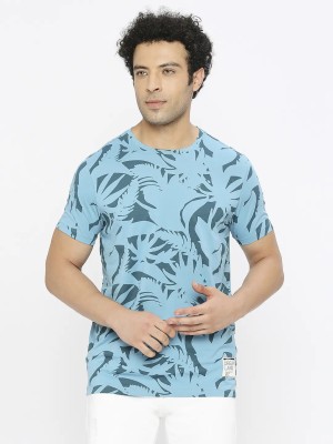 Spykar Printed Men Round Neck Blue T-Shirt