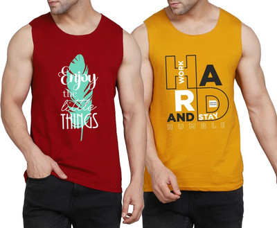 WOOSTRO Graphic Print Men Scoop Neck Maroon, Yellow, White T-Shirt