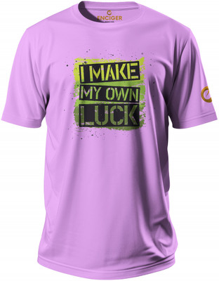 Enciger Printed Men Round Neck Pink T-Shirt