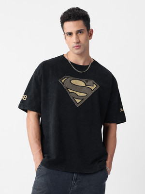 The Souled Store Embroidered Men Round Neck Black T-Shirt