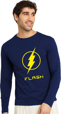 OrrganicChics Printed Men Round Neck Navy Blue T-Shirt