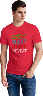 BEFLI Printed, Typography Men Round Neck Red T-Shirt