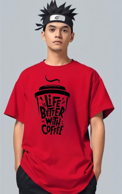 BLOSSOMTRADER Printed Men Round Neck Red T-Shirt