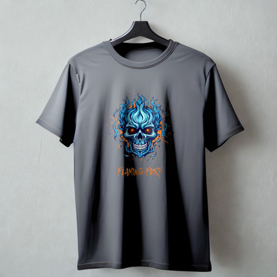 VIRAJ VINTAGE Graphic Print Men Round Neck Grey T-Shirt