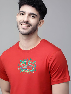 SZN Graphic Print Men Round Neck Red T-Shirt
