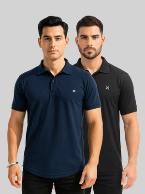 Force NXT Solid Men Polo Neck Multicolor T-Shirt