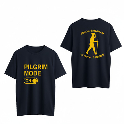 DEHCY Printed Men Round Neck Navy Blue T-Shirt