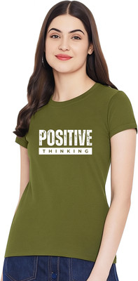 SKYMADV Printed Women Round Neck Green T-Shirt