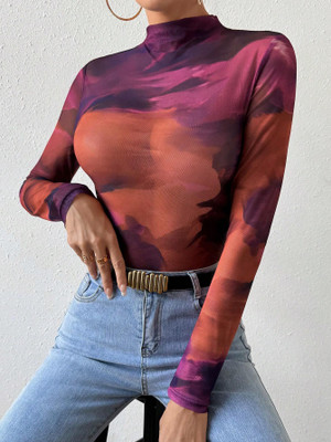 TheCozyNest Casual Printed Women Purple Top