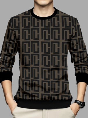 KAJARU Printed Men Round Neck Dark Green T-Shirt