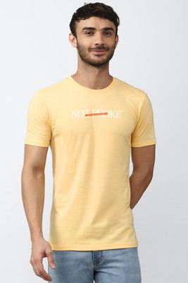 PETER ENGLAND Printed Men Round Neck Yellow T-Shirt