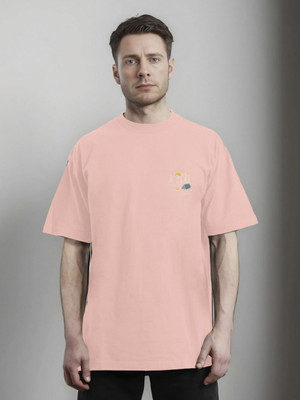 Moda Rapido Printed Men Round Neck Pink T-Shirt