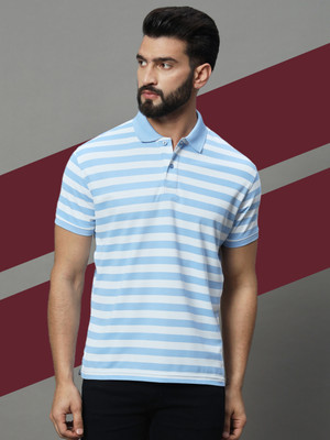UNIBERRY Striped Men Polo Neck Blue T-Shirt