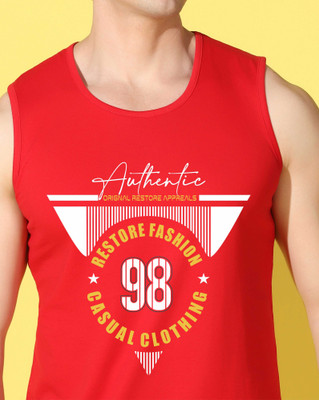 WOOSTRO Graphic Print Men Scoop Neck Red T-Shirt