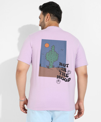 Instafab Plus Solid Men Crew Neck Purple T-Shirt