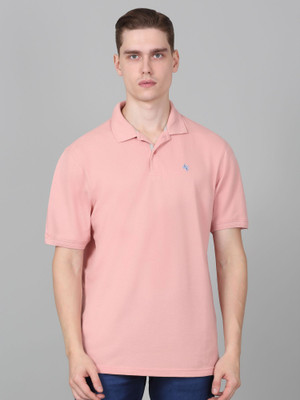 CANTABIL Solid Men Polo Neck Pink T-Shirt