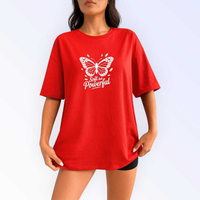 Stylicity Printed Women Round Neck Red T-Shirt