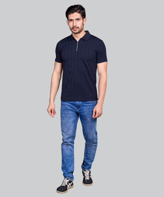 I&D Solid Men Polo Neck Multicolor T-Shirt
