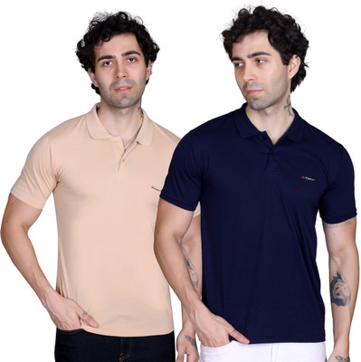 DZANT Solid Men Polo Neck Multicolor T-Shirt