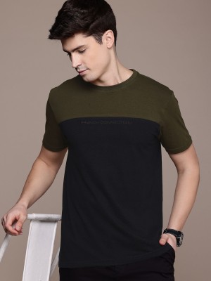 French Connection Colorblock Men Round Neck Green T-Shirt