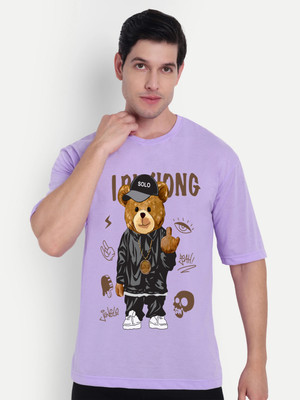 Benny Brooks Printed Men Round Neck Purple T-Shirt
