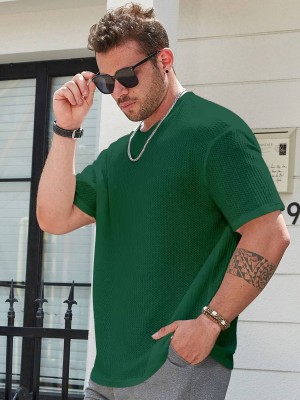 Fashion And Youth Self Design Men Round Neck Green T-Shirt