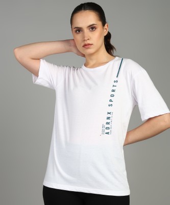 Adrenex by Flipkart Printed Women Round Neck White T-Shirt