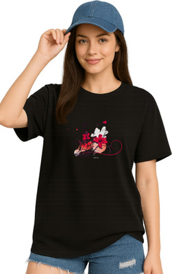 LuxeApe Printed Women Round Neck Multicolor T-Shirt