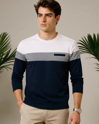 Autna Printed Men Round Neck Navy Blue T-Shirt