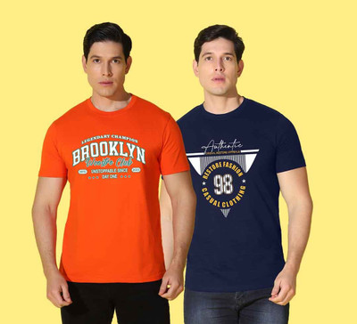 WOOSTRO Printed, Typography Men Round Neck Multicolor T-Shirt