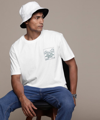 Roadster Printed, Typography Men Round Neck White T-Shirt