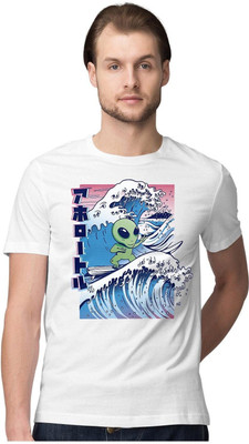 NOIIDAPRINT Printed Men Round Neck White T-Shirt