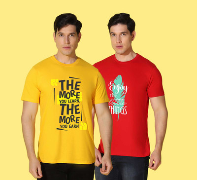 WOOSTRO Typography Men Round Neck Multicolor T-Shirt