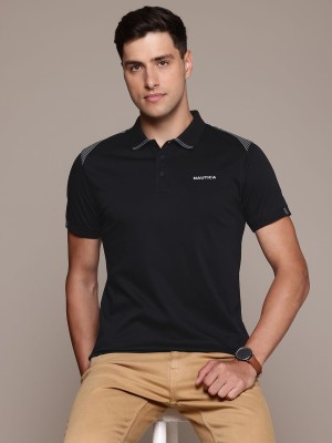 NAUTICA Solid Men Polo Neck Black T-Shirt