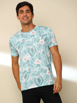 Estilocus Solid Men Round Neck Blue T-Shirt