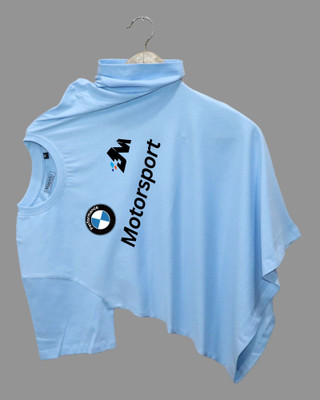 Droplet Printed Men Round Neck Light Blue T-Shirt