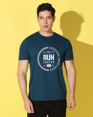 WOOSTRO Graphic Print Men Round Neck Dark Blue T-Shirt