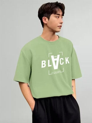 Manlino Graphic Print Men Round Neck Light Green T-Shirt