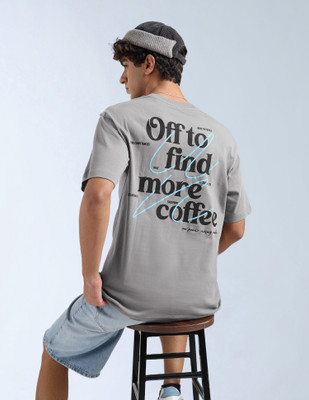 FLYING MACHINE Typography Men Round Neck Grey T-Shirt