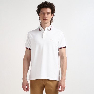 TOMMY HILFIGER Solid Men Polo Neck White T-Shirt