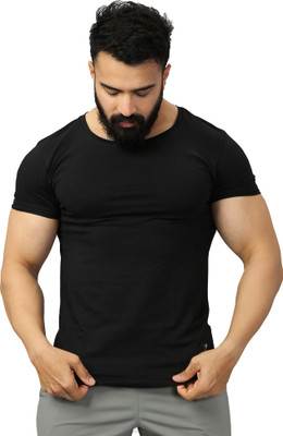 FuaarK Solid Men Scoop Neck Black T-Shirt