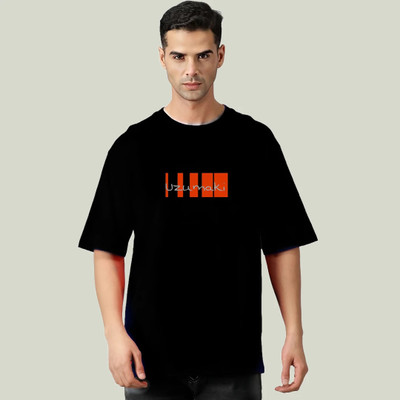 HouseOfCommon Printed, Typography Men Round Neck Black T-Shirt