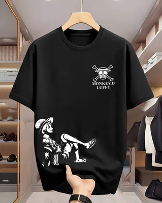 Beaumen Graphic Print Men Round Neck Black T-Shirt