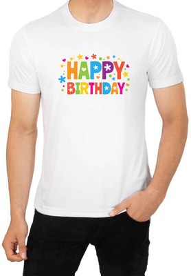 LV CARE Printed Men Round Neck White T-Shirt