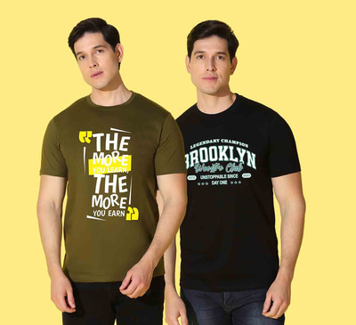 WOOSTRO Printed Men Round Neck Multicolor T-Shirt