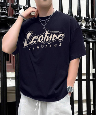 Leotude Printed Men Round Neck Blue T-Shirt
