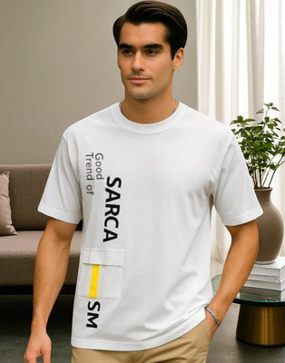 FASHIUM Printed Men Round Neck White T-Shirt